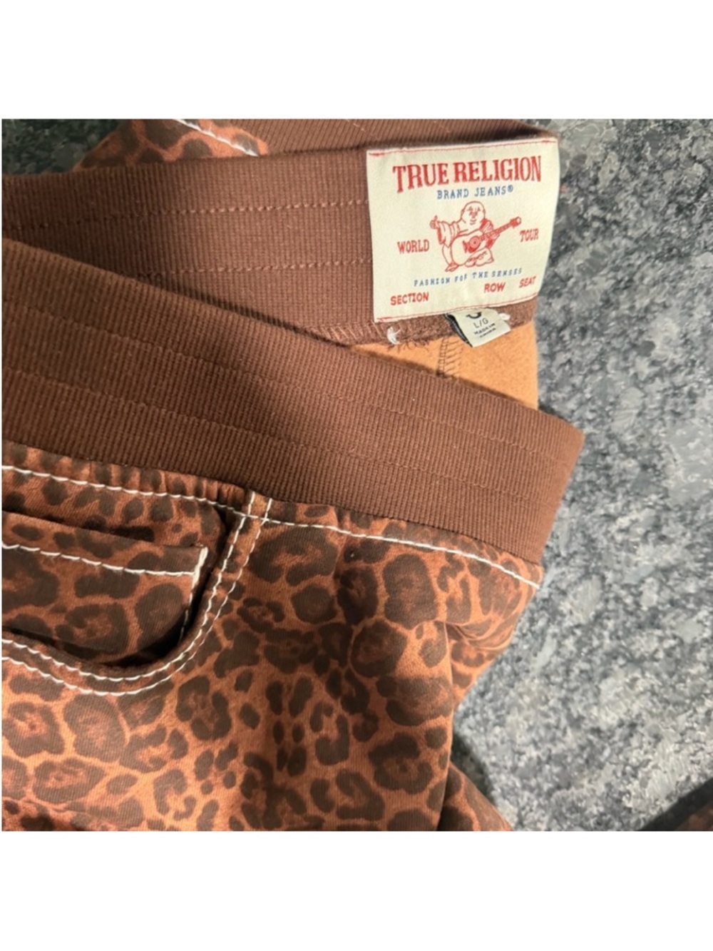 True Religion Brown Leopard Print Cropped Bomber Hoodie Set - Picture 5 of 7